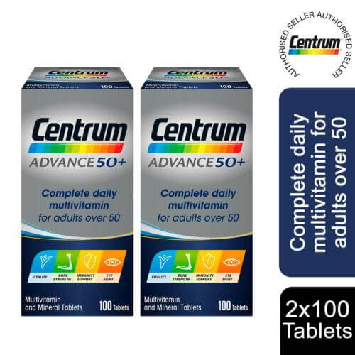 Centrum Advance 50+ Multivitamin & Mineral Tablets 100 tablets x 2 Pack