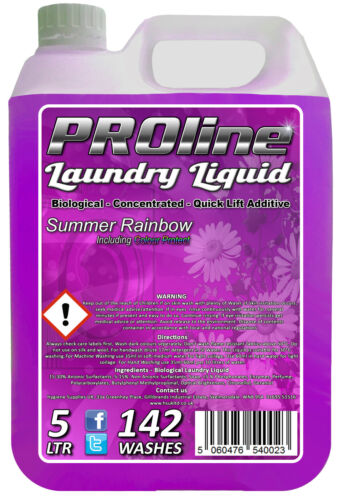 Premium Bio Laundry Liquid Summer Rainbow Detergent 5ltr (142 WASHES) Proline
