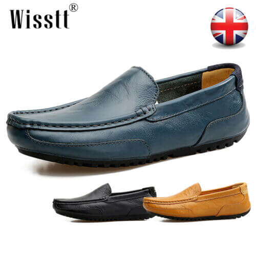 Mens Leather Slip On Loafers Casual Moccasin Boat Driving Shoes Smart Pumps
