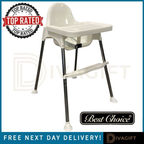Adjustable 3in1 Baby High Chair White Highchair With Safety Belts Feeding Table