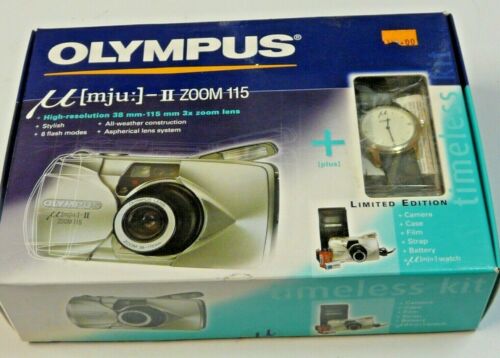 RARE NEW Limited Edition Olympus μ mju II Point & Shoot 35mm Film Camera + Watch