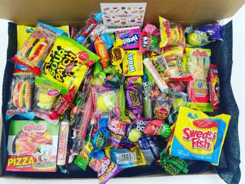 American Sweets Candy 50 Piece Gift Box Hamper Personalised Candies USA Chews