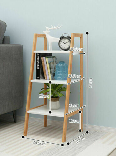 3/4 tier wooden ladder shelves rack bookcase flower plant display unit storage