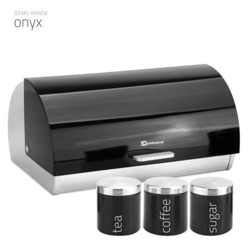SQ Professional Gems Metallic Bread Bin & Tea, Coffee, Sugar Storage Canisters